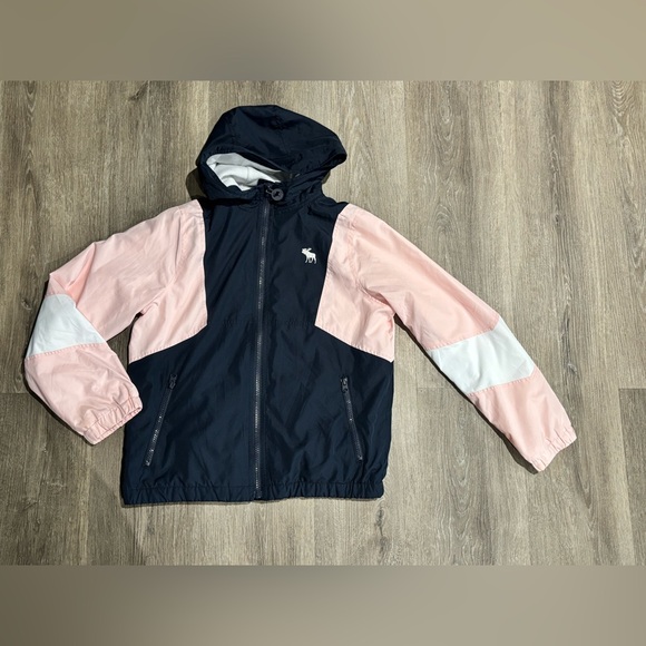 Abercrombie & Fitch Girls Size 9 10 Lined Windbreaker Jacket Blue Pink - Picture 8 of 14